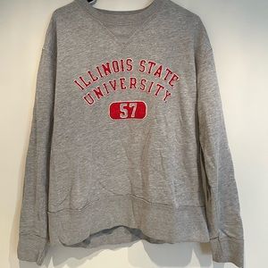 Oversized Grey Illinois State Crewneck